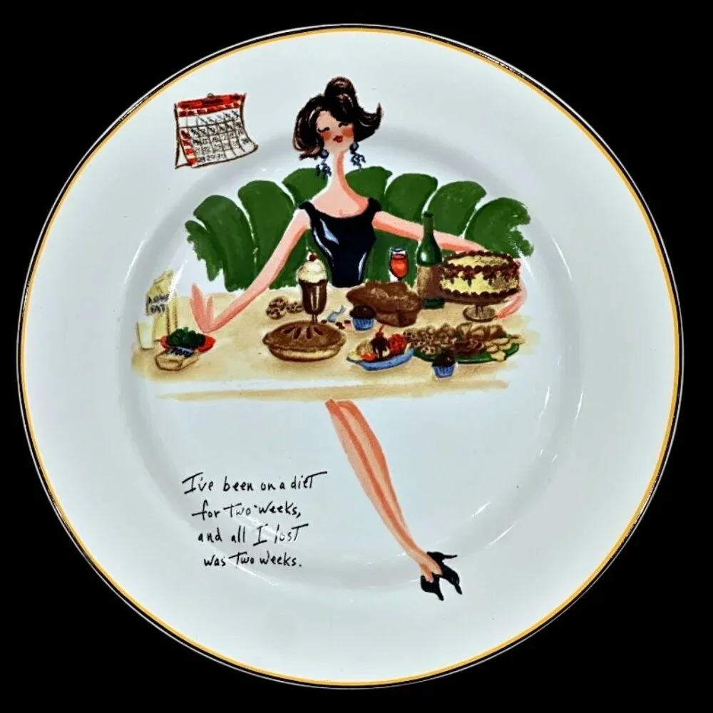 Sakura Spring Cleaning Salad Dessert Plates Set of 4 Stoneware Humorous Women
